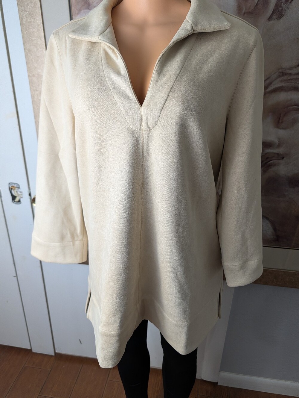 Tuckernuck Bone Suede Margot Blouse Size XL